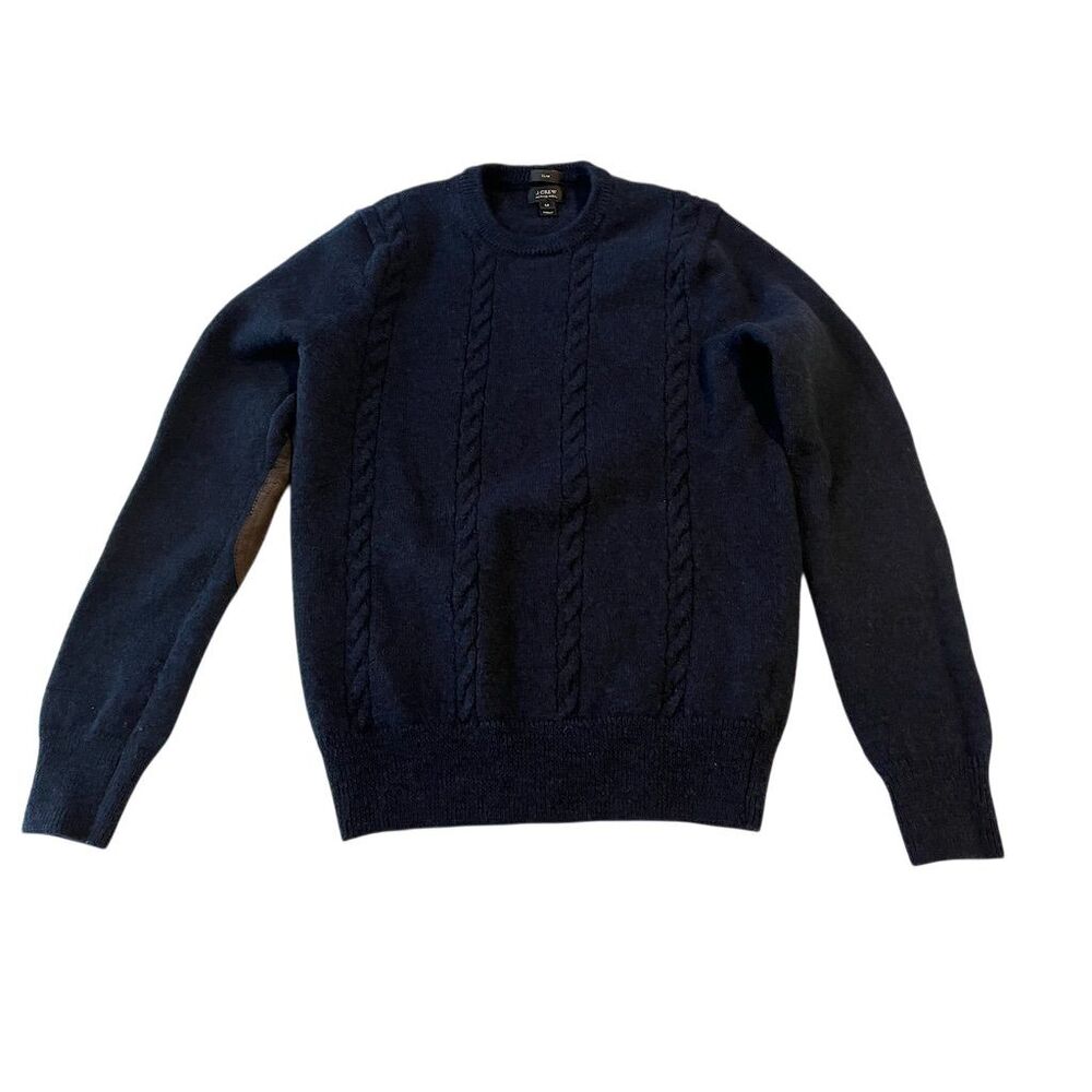 J.Crew‎ Women's Blue Cable-Knit Merino Wool Sweater M Pullover Casual